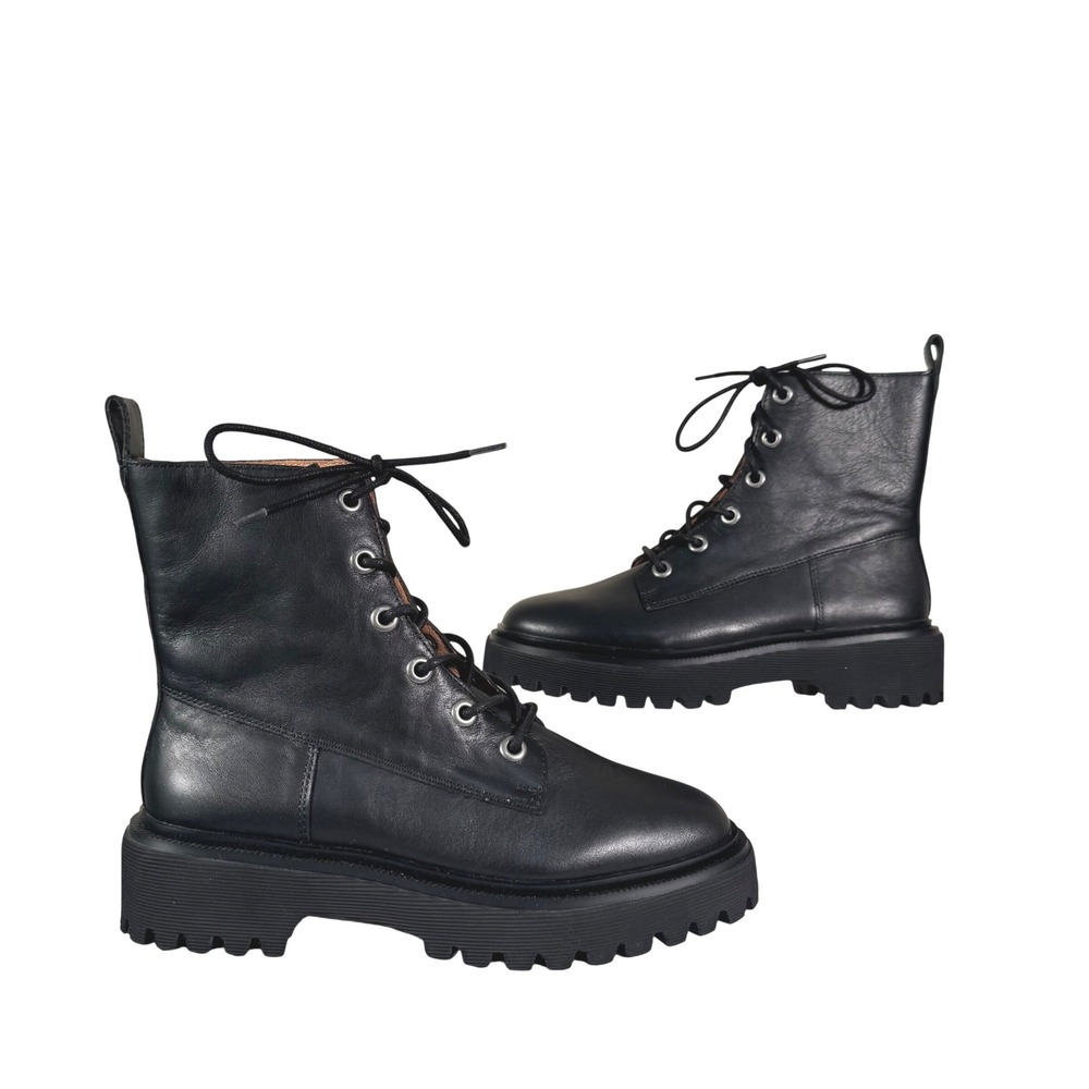 Madewell Combat Boots Womens 7 Black Leather Lace Up Lug Sole Utility New Grunge